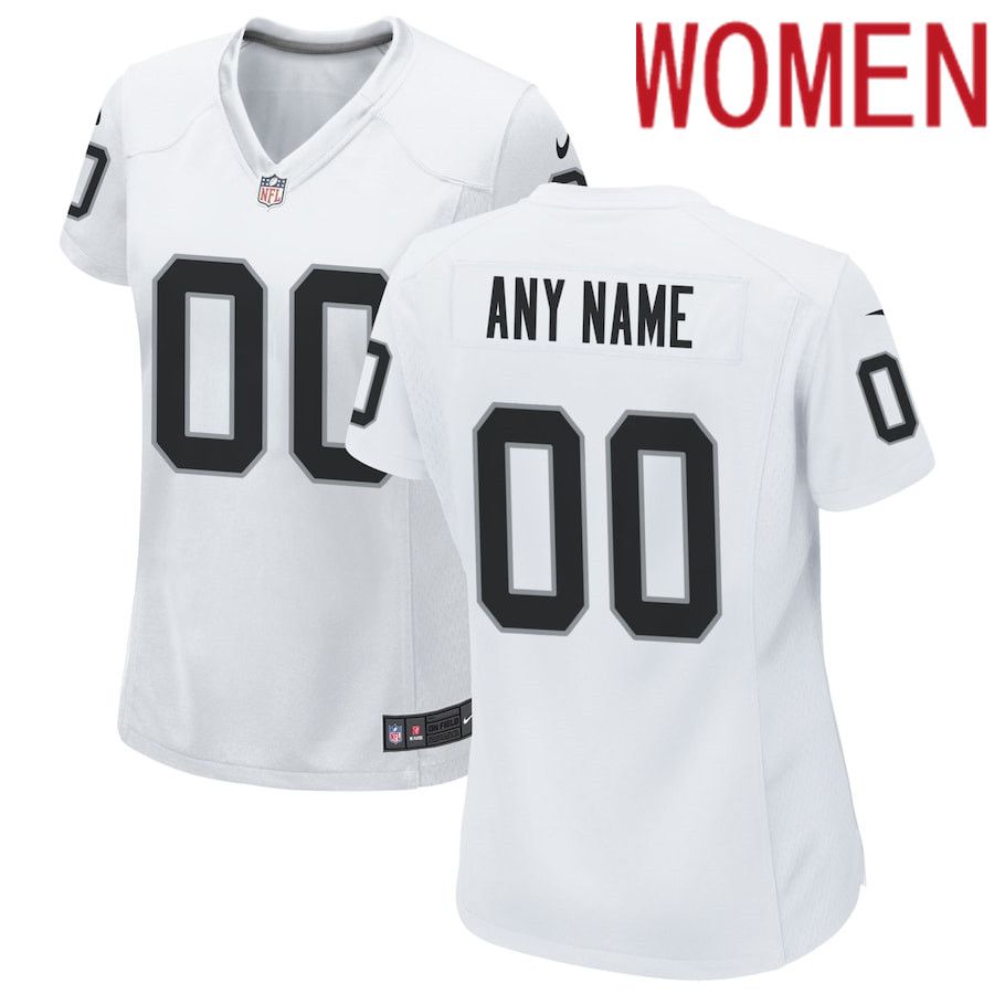 Women Oakland Raiders Nike White Custom Game NFL Jersey->customized nfl jersey->Custom Jersey